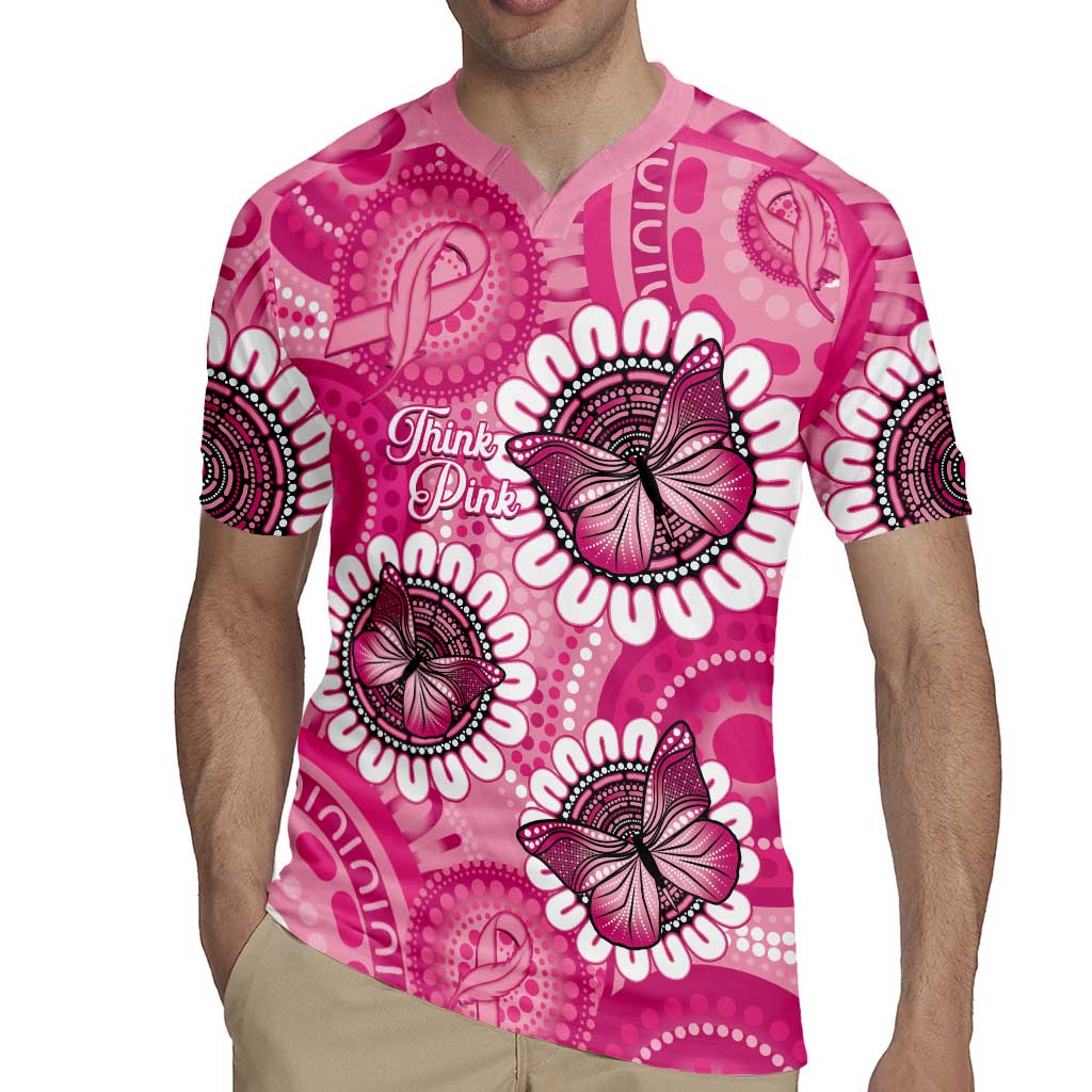Personalised Australia Indigenous Rugby Jersey Breast Cancer Ribbon Think Pink - Pink Version LT14