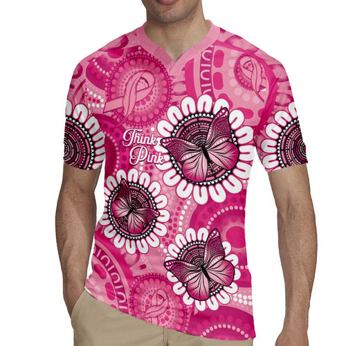 Personalised Australia Indigenous Rugby Jersey Breast Cancer Ribbon Think Pink - Pink Version LT14
