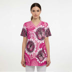 Personalised Australia Indigenous Scrub Top Breast Cancer Ribbon Think Pink - Pink Version LT14