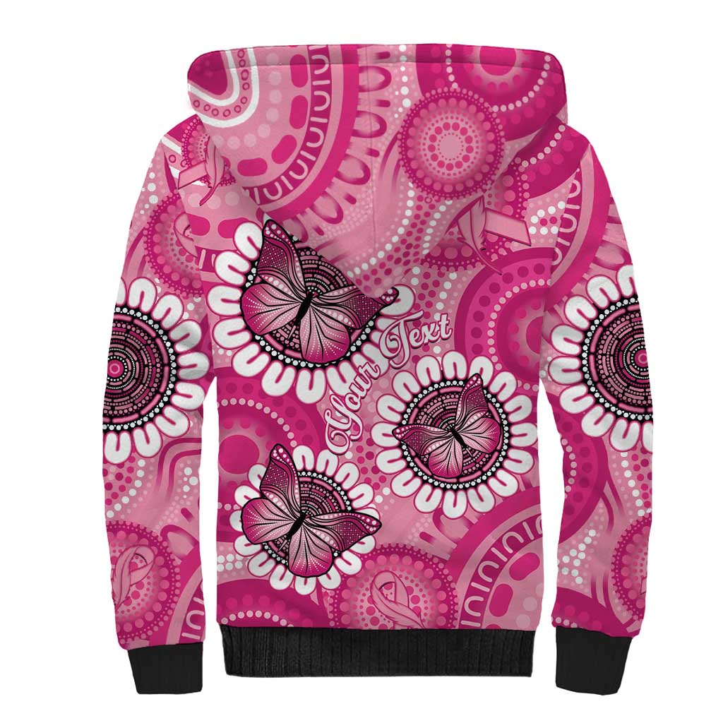 Personalised Australia Indigenous Sherpa Hoodie Breast Cancer Ribbon Think Pink - Pink Version LT14