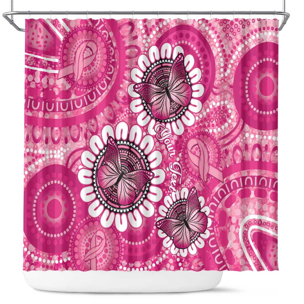 Personalised Australia Indigenous Shower Curtain Breast Cancer Ribbon Think Pink - Pink Version LT14
