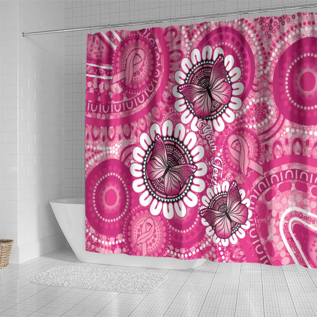 Personalised Australia Indigenous Shower Curtain Breast Cancer Ribbon Think Pink - Pink Version LT14
