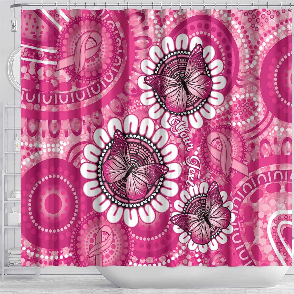 Personalised Australia Indigenous Shower Curtain Breast Cancer Ribbon Think Pink - Pink Version LT14