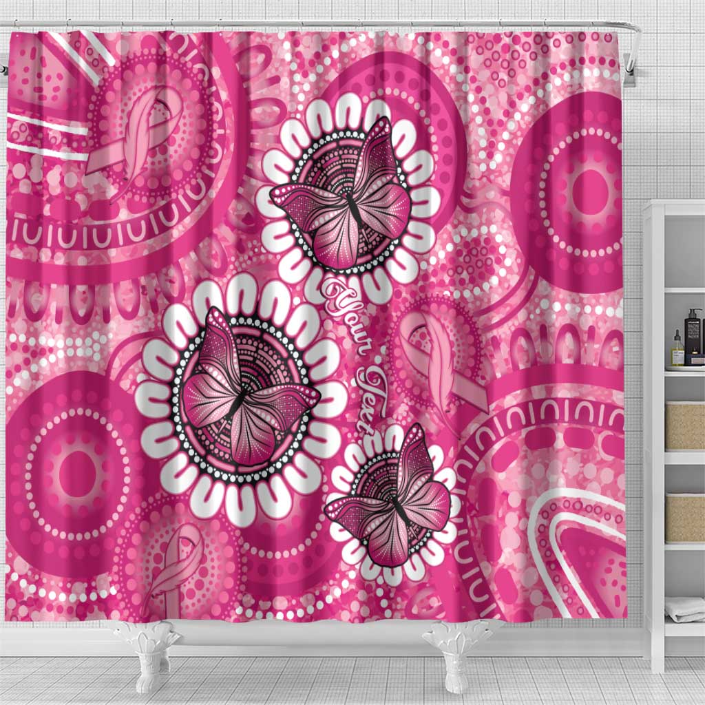 Personalised Australia Indigenous Shower Curtain Breast Cancer Ribbon Think Pink - Pink Version LT14