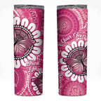 Personalised Australia Indigenous Skinny Tumbler Breast Cancer Ribbon Think Pink - Pink Version LT14