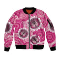 Personalised Australia Indigenous Sleeve Zip Bomber Jacket Breast Cancer Ribbon Think Pink - Pink Version LT14