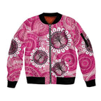 Personalised Australia Indigenous Sleeve Zip Bomber Jacket Breast Cancer Ribbon Think Pink - Pink Version LT14