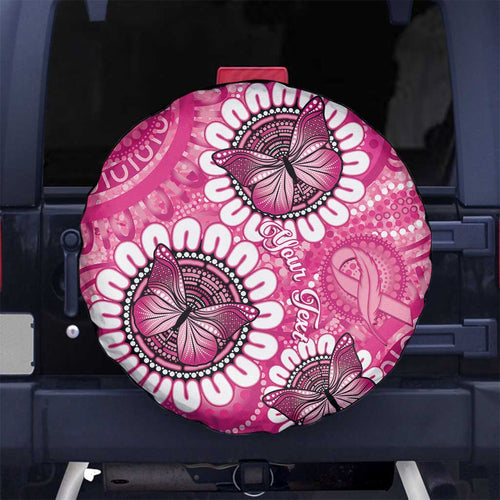 Personalised Australia Indigenous Spare Tire Cover Breast Cancer Ribbon Think Pink - Pink Version LT14