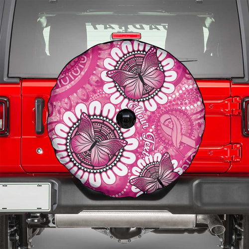 Personalised Australia Indigenous Spare Tire Cover Breast Cancer Ribbon Think Pink - Pink Version LT14