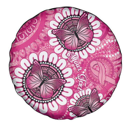 Personalised Australia Indigenous Spare Tire Cover Breast Cancer Ribbon Think Pink - Pink Version LT14