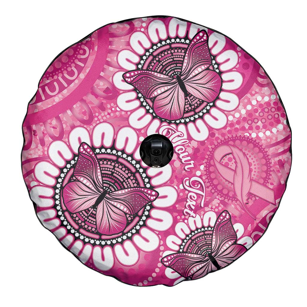 Personalised Australia Indigenous Spare Tire Cover Breast Cancer Ribbon Think Pink - Pink Version LT14