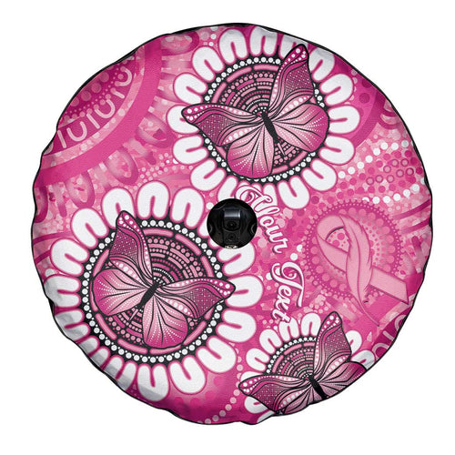 Personalised Australia Indigenous Spare Tire Cover Breast Cancer Ribbon Think Pink - Pink Version LT14