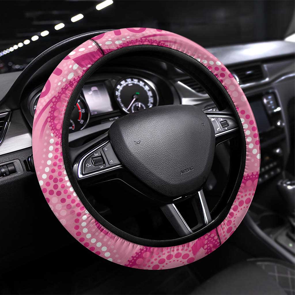 Australia Indigenous Steering Wheel Cover Breast Cancer Ribbon Think Pink - Pink Version LT14