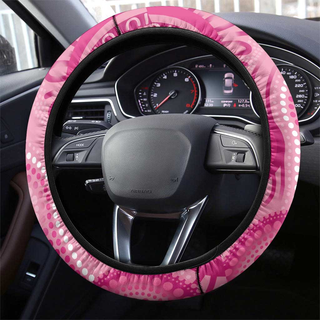 Australia Indigenous Steering Wheel Cover Breast Cancer Ribbon Think Pink - Pink Version LT14