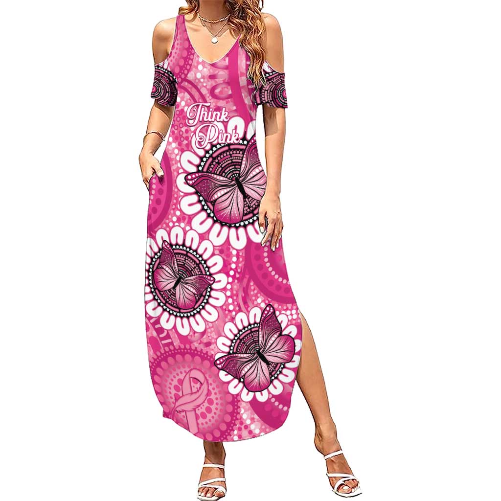 Personalised Australia Indigenous Summer Maxi Dress Breast Cancer Ribbon Think Pink - Pink Version LT14