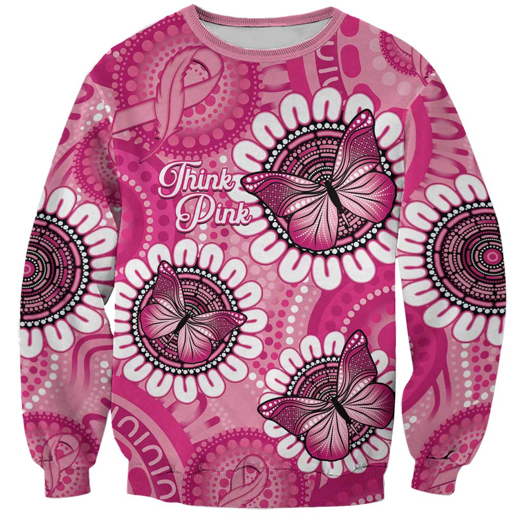 Personalised Australia Indigenous Sweatshirt Breast Cancer Ribbon Think Pink - Pink Version LT14