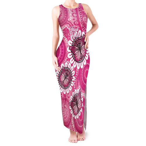 Personalised Australia Indigenous Tank Maxi Dress Breast Cancer Ribbon Think Pink - Pink Version LT14