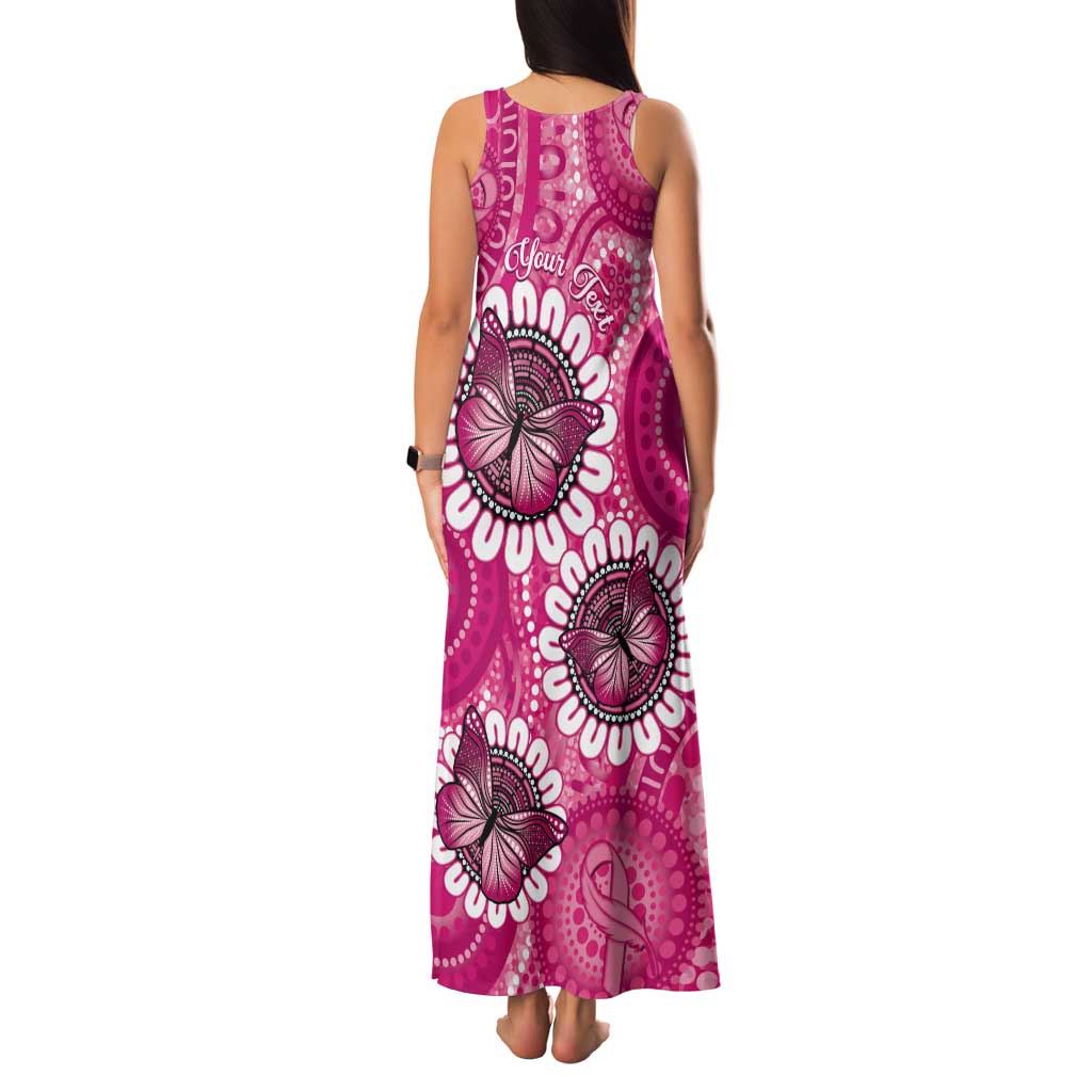 Personalised Australia Indigenous Tank Maxi Dress Breast Cancer Ribbon Think Pink - Pink Version LT14