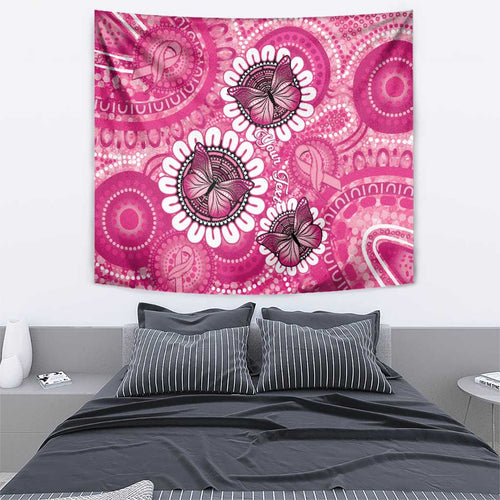 Personalised Australia Indigenous Tapestry Breast Cancer Ribbon Think Pink - Pink Version LT14