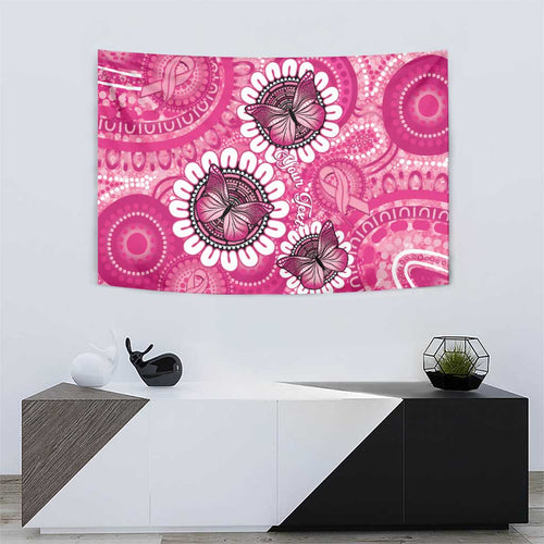 Personalised Australia Indigenous Tapestry Breast Cancer Ribbon Think Pink - Pink Version LT14