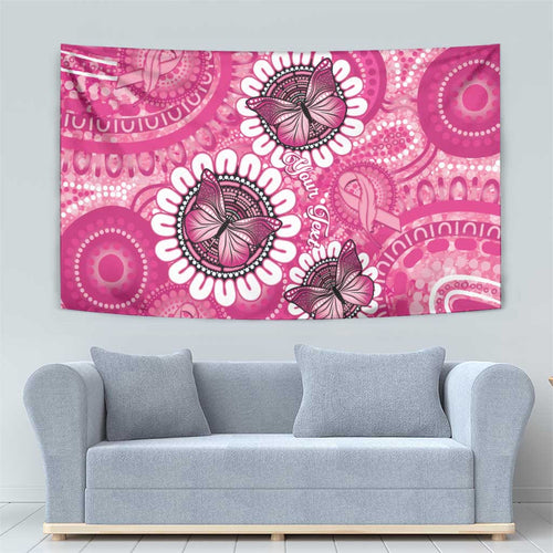 Personalised Australia Indigenous Tapestry Breast Cancer Ribbon Think Pink - Pink Version LT14