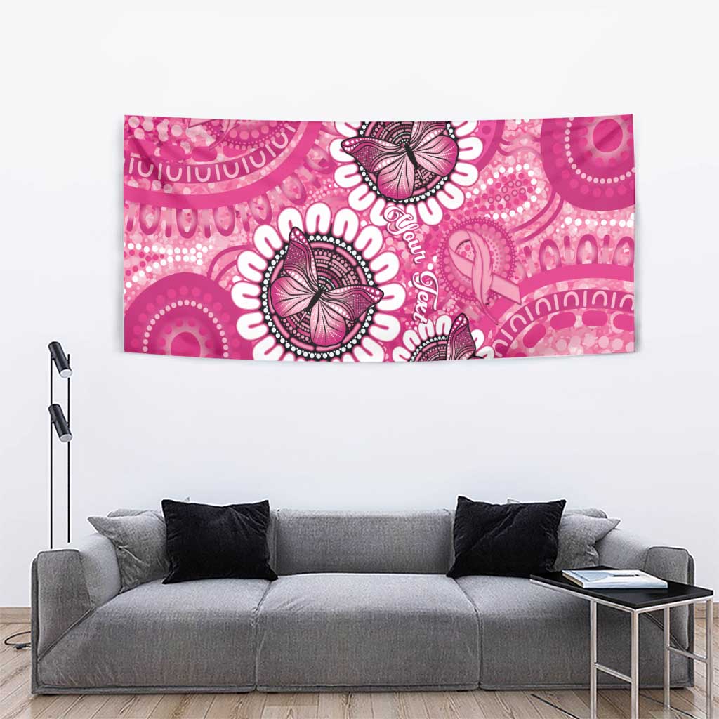 Personalised Australia Indigenous Tapestry Breast Cancer Ribbon Think Pink - Pink Version LT14