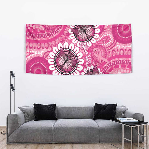 Personalised Australia Indigenous Tapestry Breast Cancer Ribbon Think Pink - Pink Version LT14
