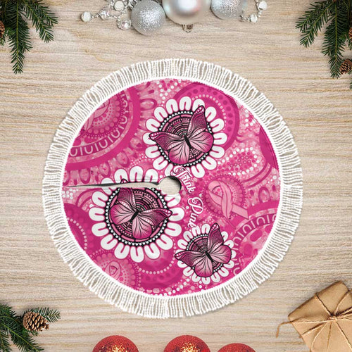 Australia Indigenous Tree Skirt Breast Cancer Ribbon Think Pink - Pink Version - Aussie Hoodie