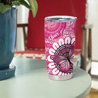 Personalised Australia Indigenous Tumbler Cup Breast Cancer Ribbon Think Pink - Pink Version LT14