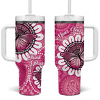 Personalised Australia Indigenous Tumbler With Handle Breast Cancer Ribbon Think Pink - Pink Version LT14