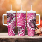 Personalised Australia Indigenous Tumbler With Handle Breast Cancer Ribbon Think Pink - Pink Version LT14