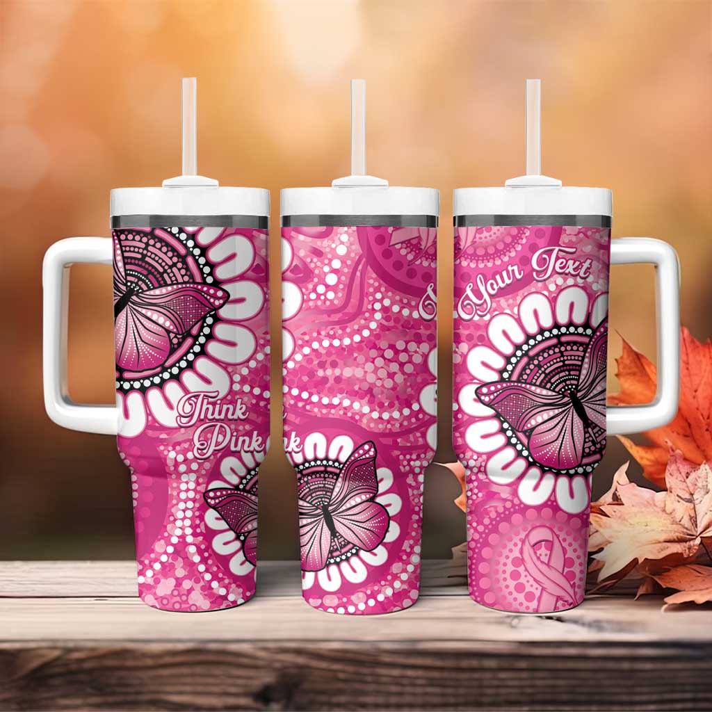 Personalised Australia Indigenous Tumbler With Handle Breast Cancer Ribbon Think Pink - Pink Version LT14