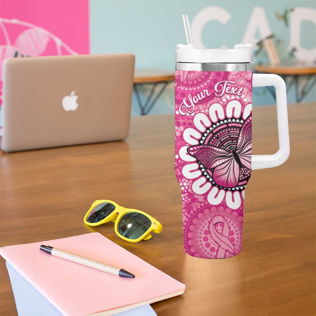 Personalised Australia Indigenous Tumbler With Handle Breast Cancer Ribbon Think Pink - Pink Version LT14
