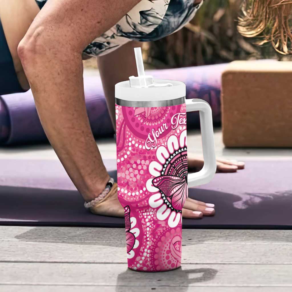 Personalised Australia Indigenous Tumbler With Handle Breast Cancer Ribbon Think Pink - Pink Version LT14