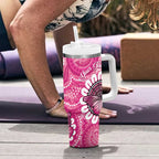 Personalised Australia Indigenous Tumbler With Handle Breast Cancer Ribbon Think Pink - Pink Version LT14