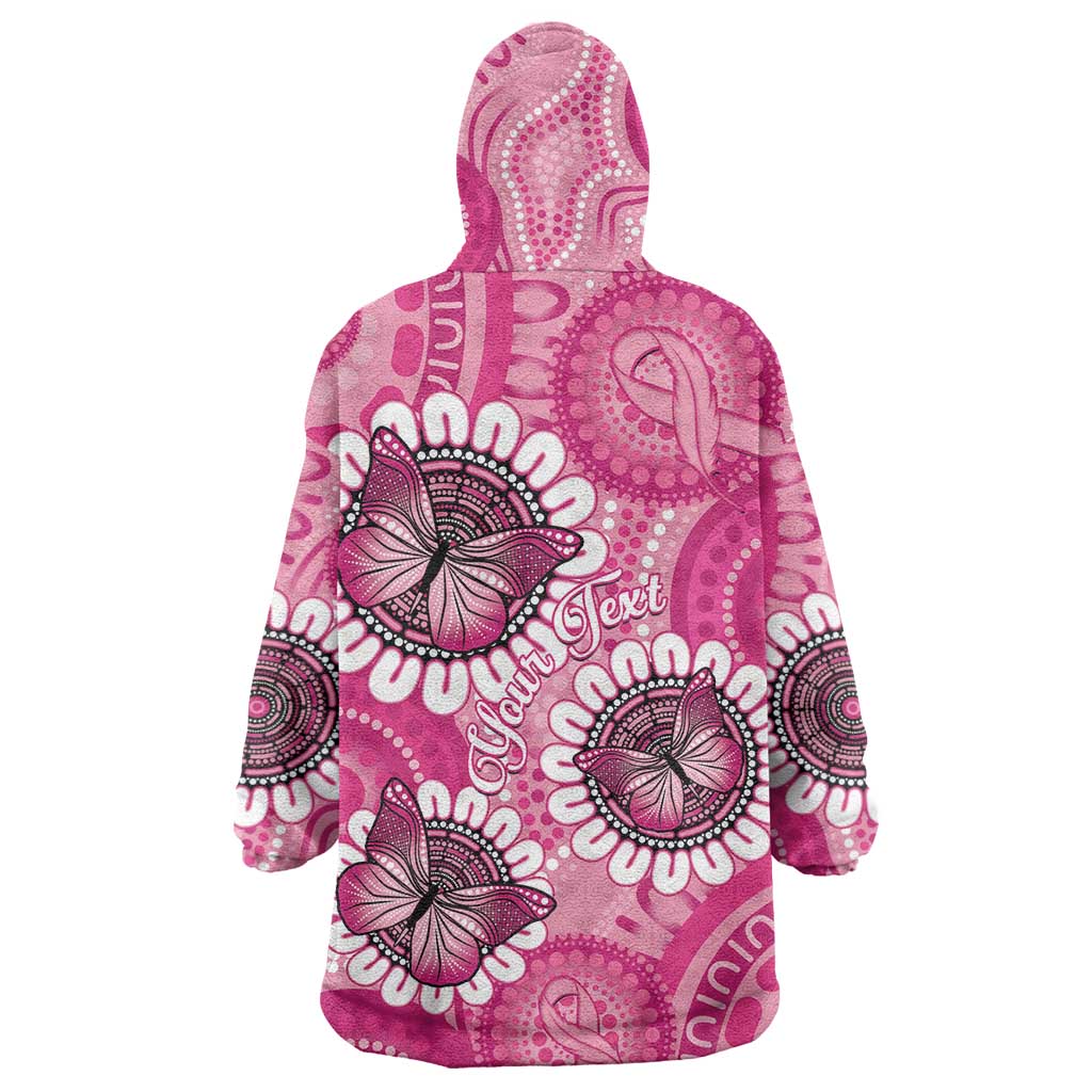 Personalised Australia Indigenous Wearable Blanket Hoodie Breast Cancer Ribbon Think Pink - Pink Version LT14