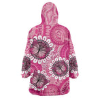 Personalised Australia Indigenous Wearable Blanket Hoodie Breast Cancer Ribbon Think Pink - Pink Version LT14