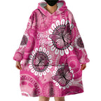 Personalised Australia Indigenous Wearable Blanket Hoodie Breast Cancer Ribbon Think Pink - Pink Version LT14