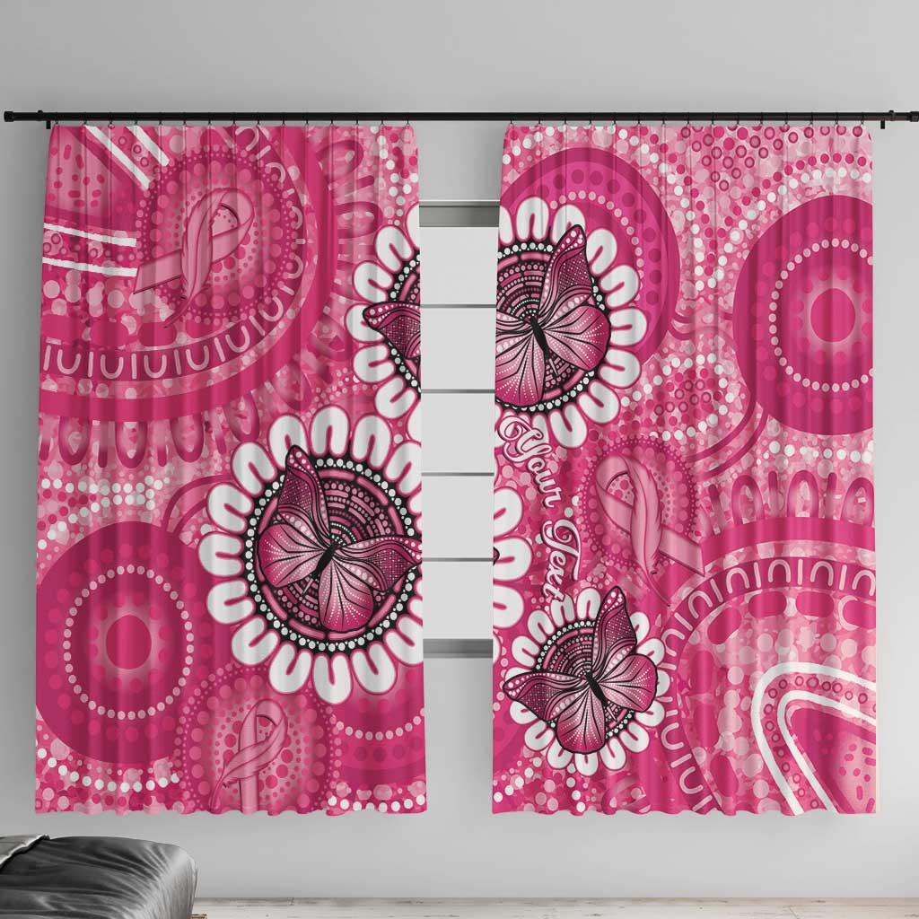 Personalised Australia Indigenous Window Curtain Breast Cancer Ribbon Think Pink - Pink Version LT14