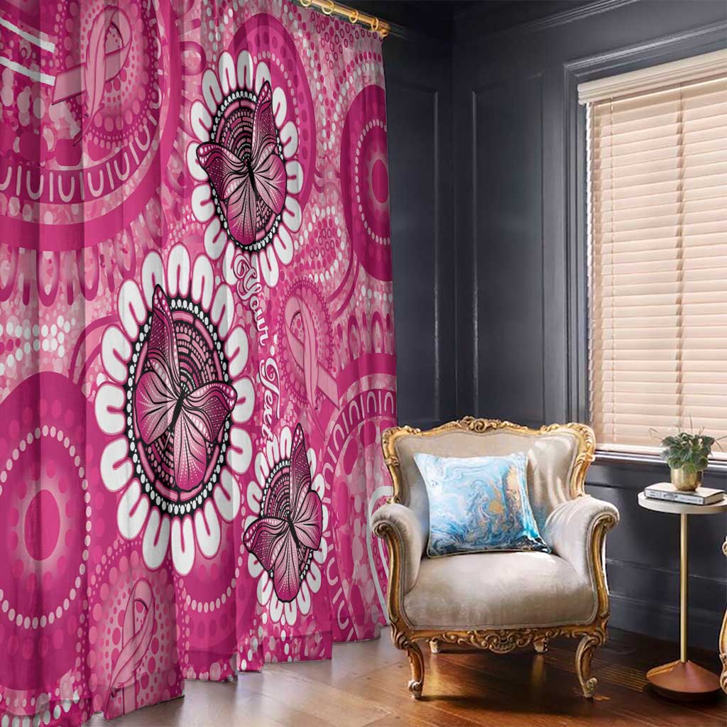 Personalised Australia Indigenous Window Curtain Breast Cancer Ribbon Think Pink - Pink Version LT14
