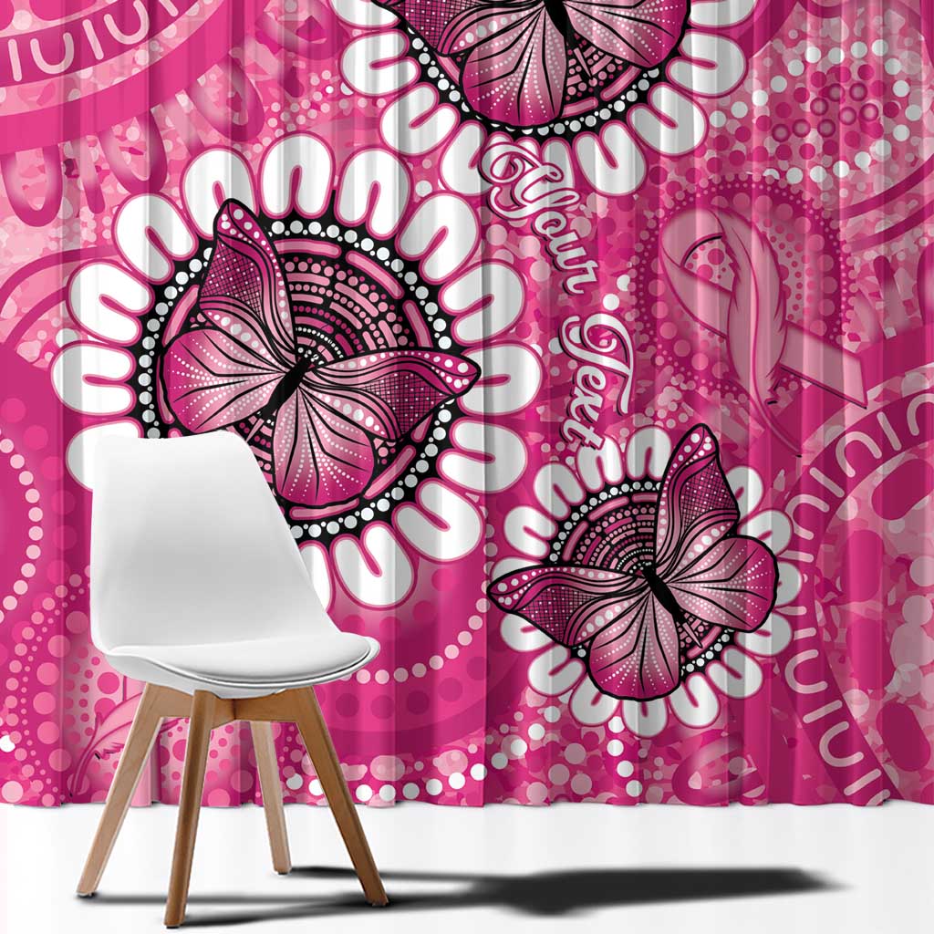 Personalised Australia Indigenous Window Curtain Breast Cancer Ribbon Think Pink - Pink Version LT14