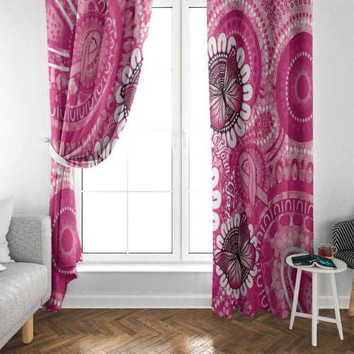 Personalised Australia Indigenous Window Curtain Breast Cancer Ribbon Think Pink - Pink Version LT14
