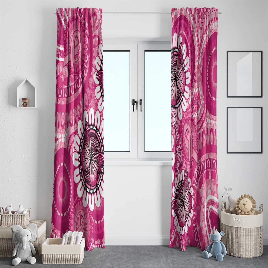 Personalised Australia Indigenous Window Curtain Breast Cancer Ribbon Think Pink - Pink Version LT14