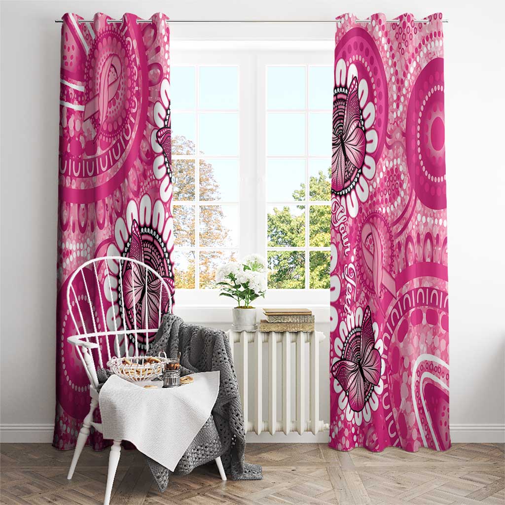 Personalised Australia Indigenous Window Curtain Breast Cancer Ribbon Think Pink - Pink Version LT14