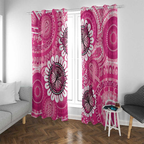 Personalised Australia Indigenous Window Curtain Breast Cancer Ribbon Think Pink - Pink Version LT14