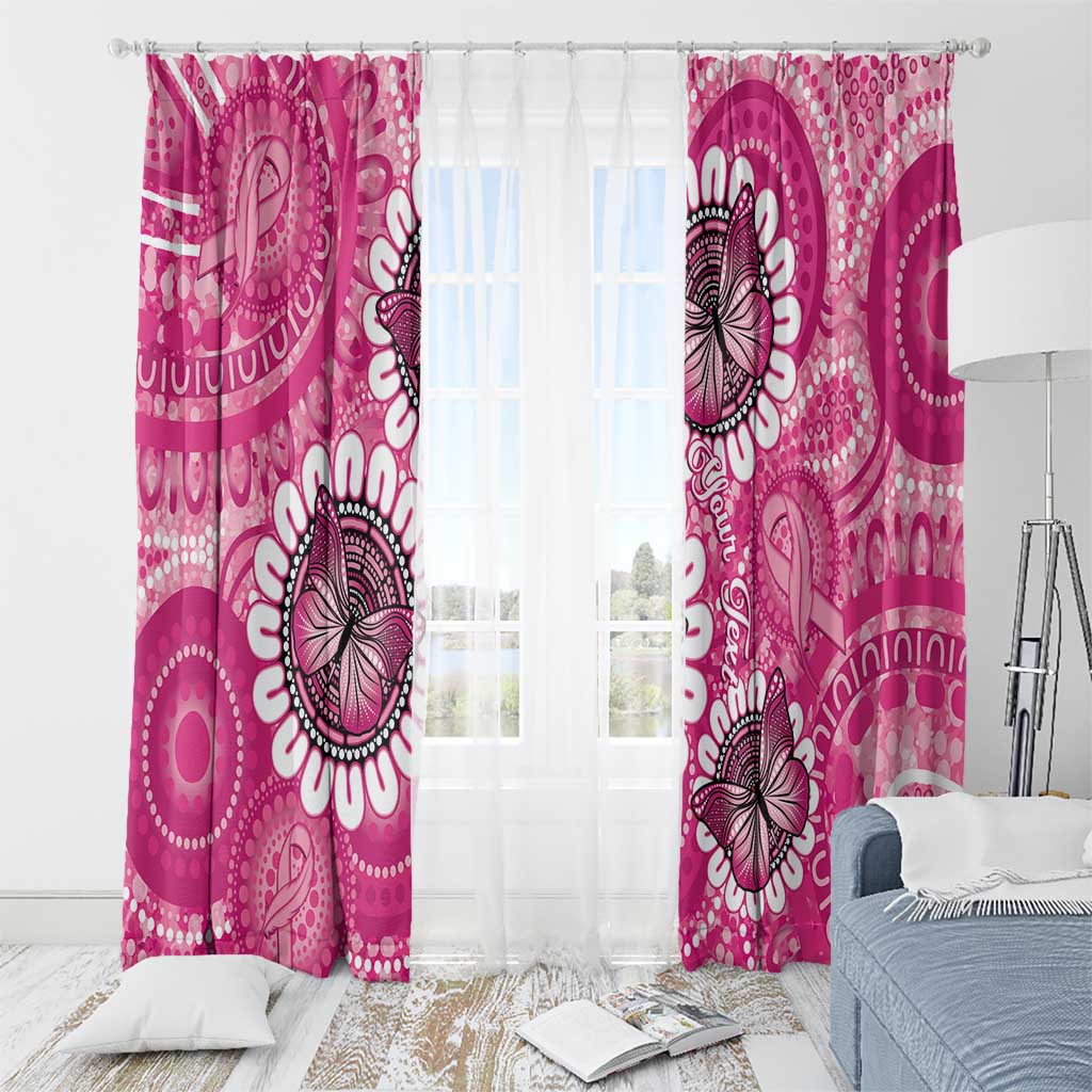 Personalised Australia Indigenous Window Curtain Breast Cancer Ribbon Think Pink - Pink Version LT14
