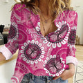 Personalised Australia Indigenous Women Casual Shirt Breast Cancer Ribbon Think Pink - Pink Version LT14