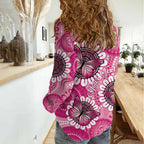 Personalised Australia Indigenous Women Casual Shirt Breast Cancer Ribbon Think Pink - Pink Version LT14