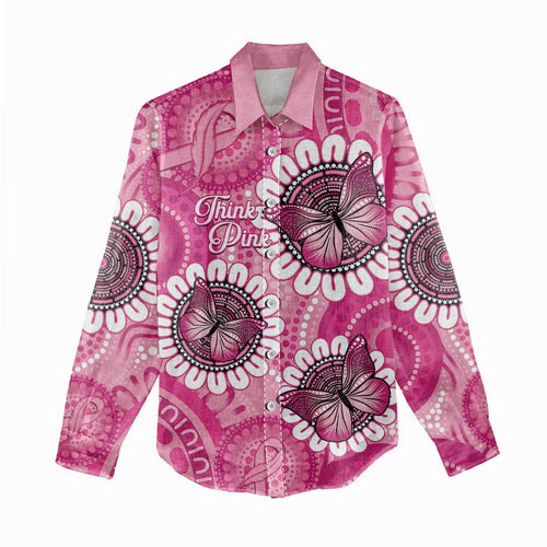 Personalised Australia Indigenous Women Casual Shirt Breast Cancer Ribbon Think Pink - Pink Version LT14
