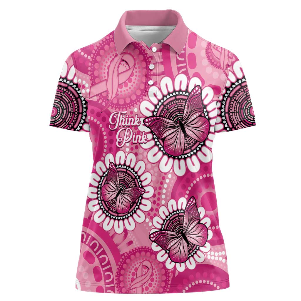Personalised Australia Indigenous Women Polo Shirt Breast Cancer Ribbon Think Pink - Pink Version LT14